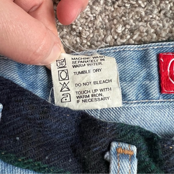 Jou Jou Vintage Light Wash Straight Leg Jean with Blue/green Plaid, Size… - Picture 6 of 10